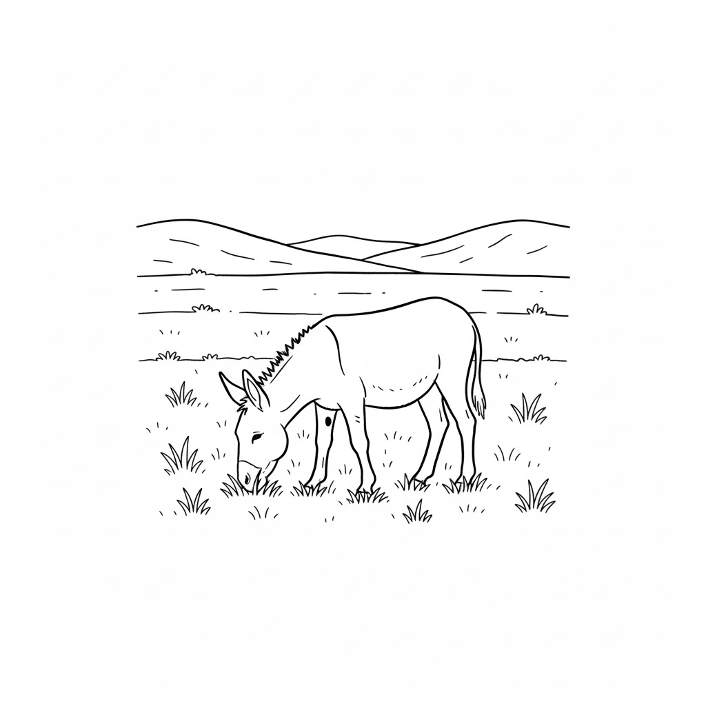 Tô màu Con Lừa Gặm Cỏ