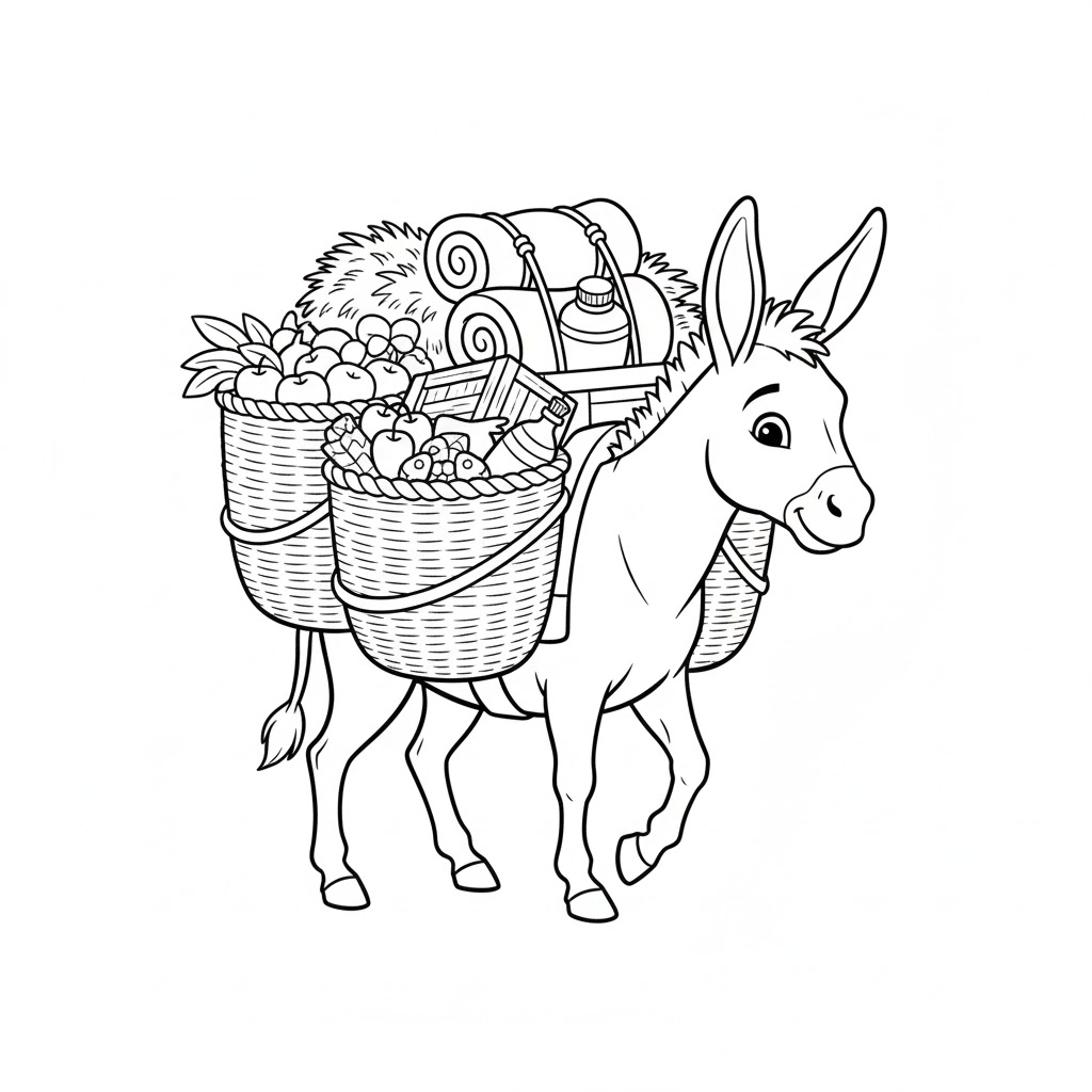 Tô màu Con Lừa chở Hàng