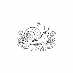 Tô màu Con Ốc Sên Trên Bãi Cỏ
