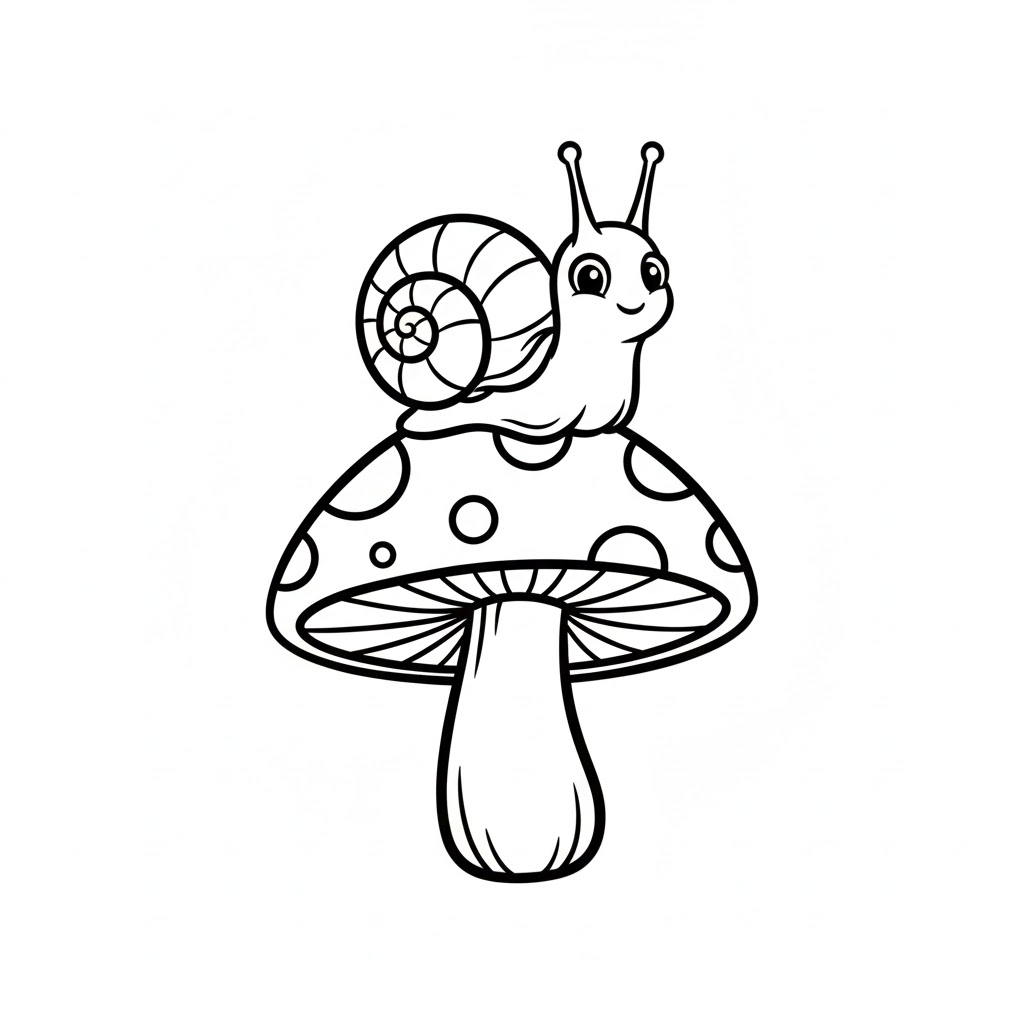Tô màu Con Ốc Sên Trên Cây Nấm