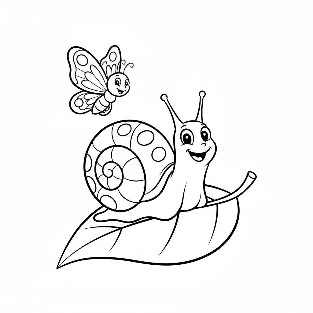 Tô màu Con Ốc Sên và Bươm Bướm