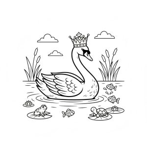 Tô màu Con Thiên Nga Đeo Vương Miện