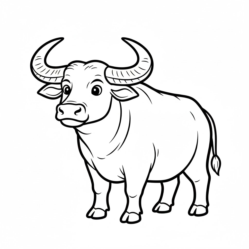 Tô màu Con Trâu Sừng Cong