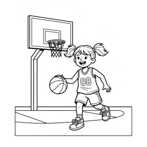 Tô màu Cô Bé Chơi Bóng Rổ