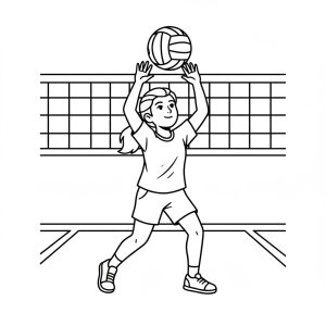 Tô màu Cô Gái Tập Bóng Chuyền