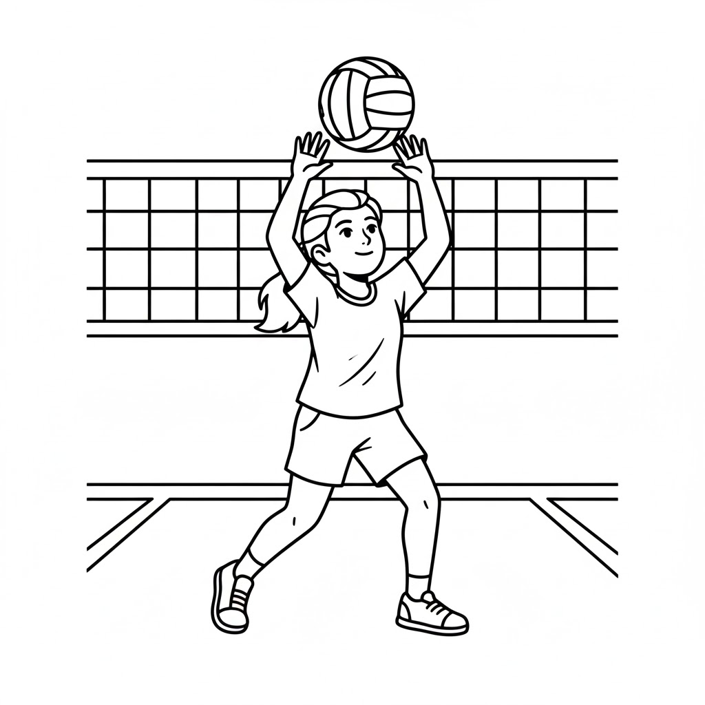Tô màu Cô Gái Tập Bóng Chuyền