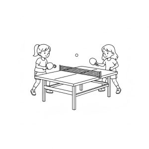 Tô màu Hai Cô Gái Chơi Bóng Bàn