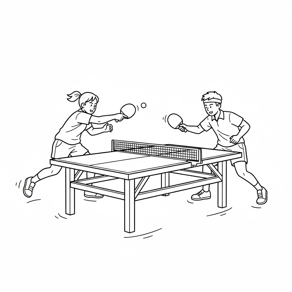 Tô màu Hình Ảnh Thi Đấu Bóng Bàn