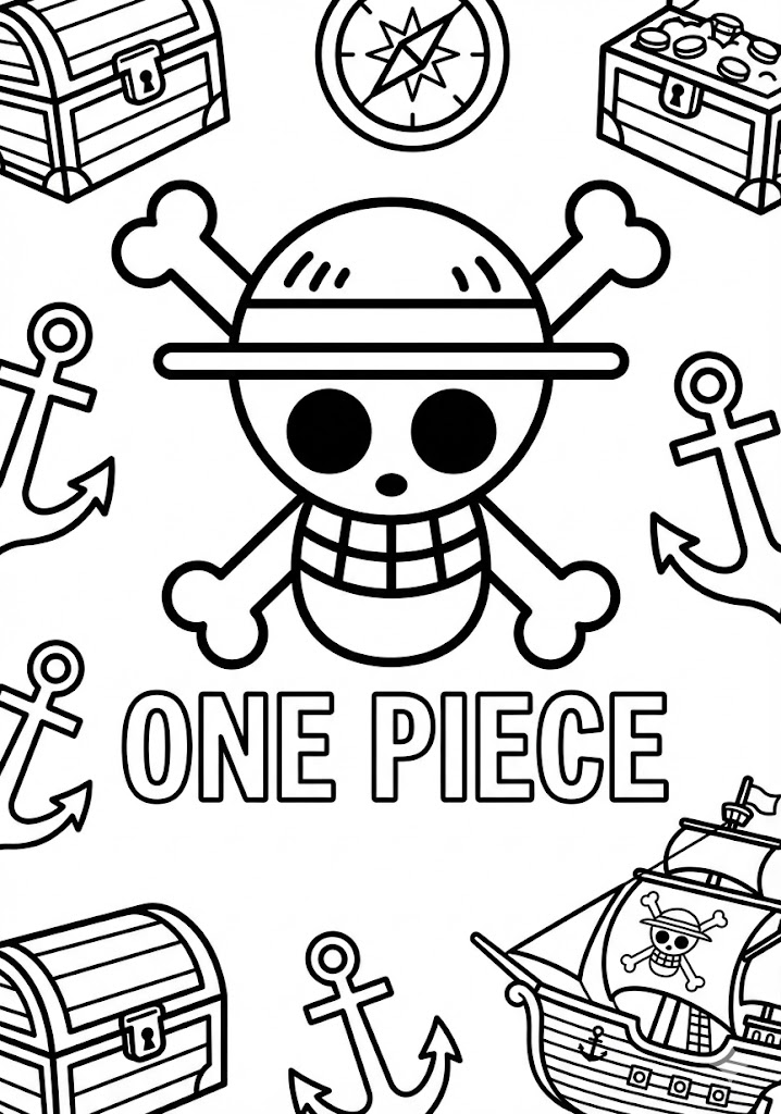 Tô màu Logo One Piece Vua Hải tặc