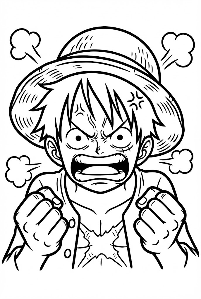 Tô màu Luffy Đang Giận Dữ