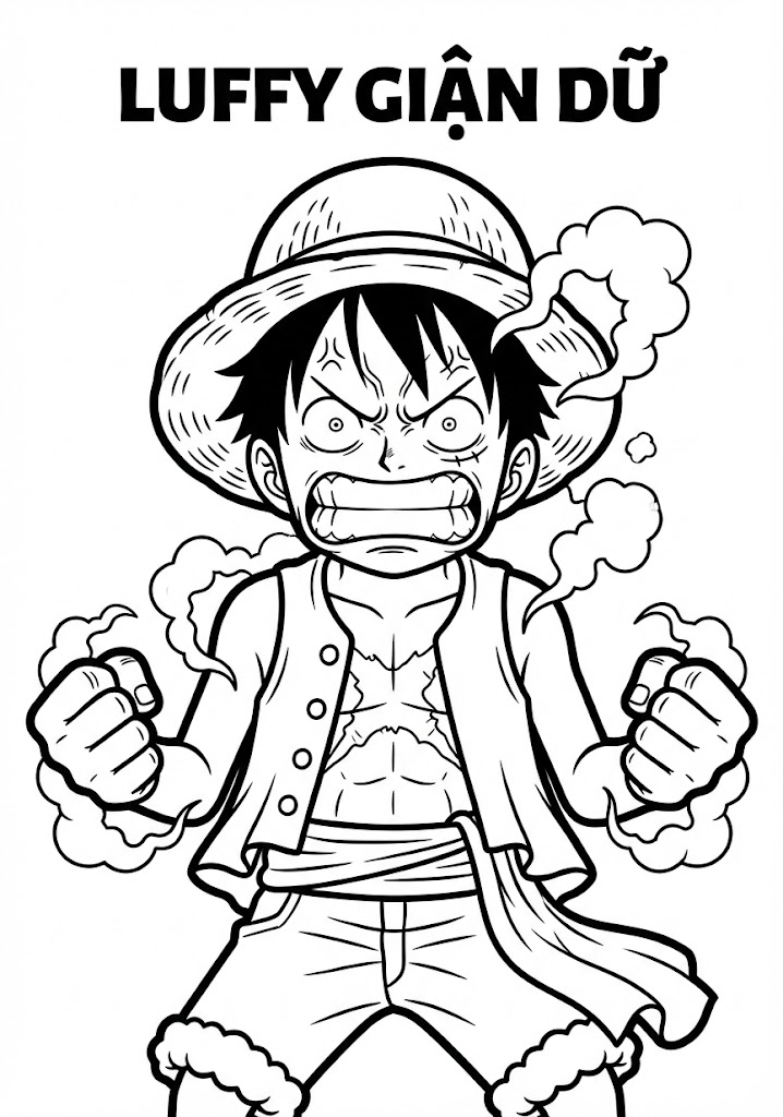Tô màu Luffy Giận Dữ
