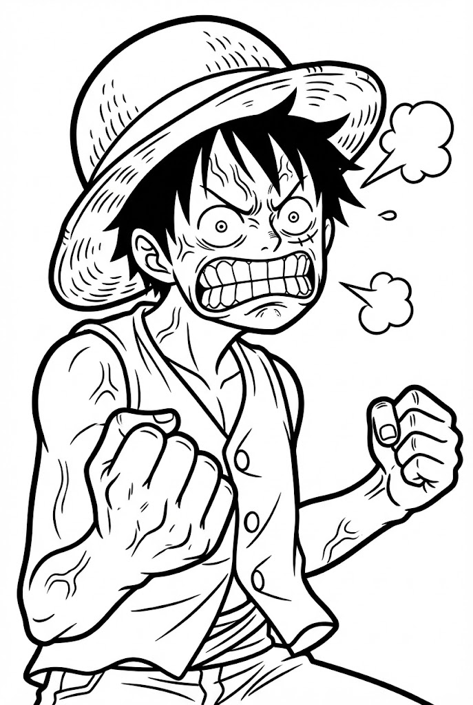 Tô màu Luffy Tức Giận