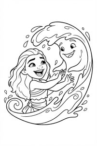 Tô màu Moana Chơi Với Sóng