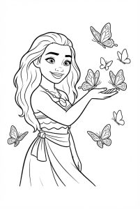 Tô màu Moana Và Bươm Bướm