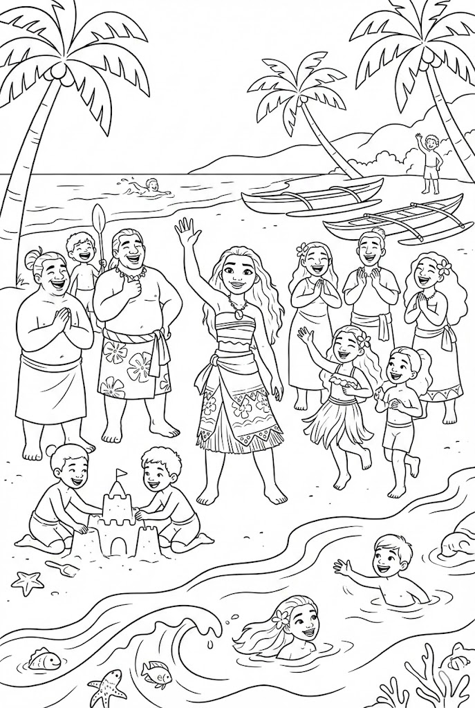 Tô màu Moana Và Mọi Người