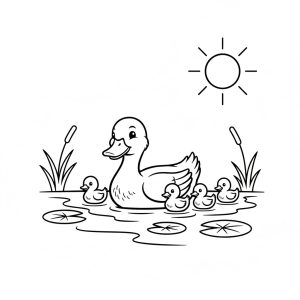 Tô màu Vịt Mẹ và Đàn Vịt Con