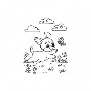 Tô màu con chó nhỏ đang vui chơi