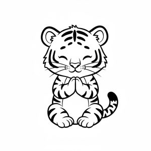 Tô màu con hổ cầu nguyện