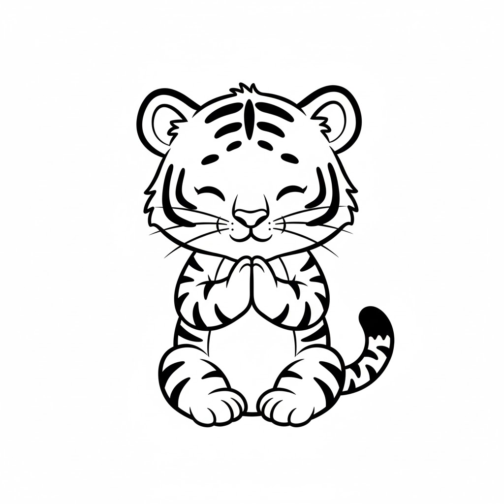 Tô màu con hổ cầu nguyện
