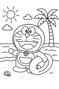 Tô màu doraemon ở bãi biển