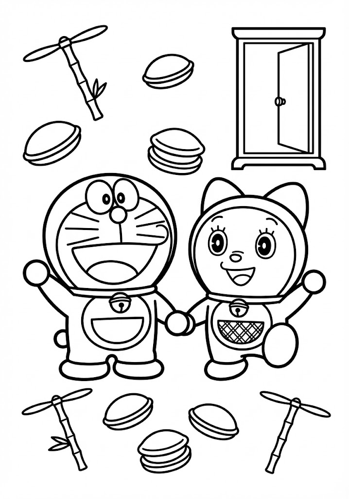 Tô màu doraemon và dorami