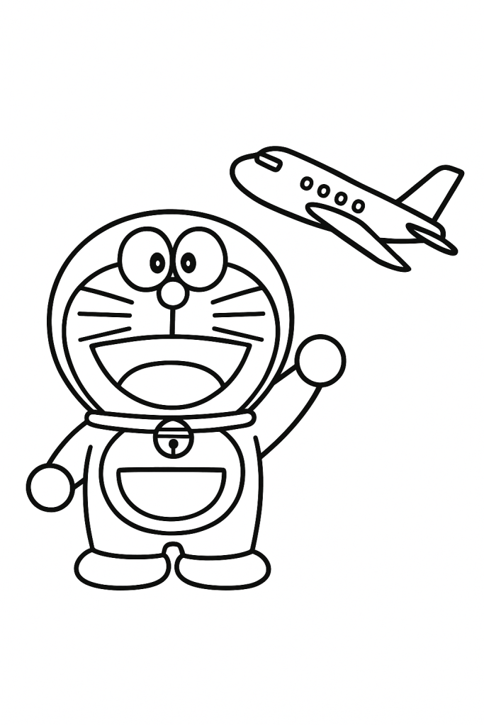 Tô màu doraemon và máy bay