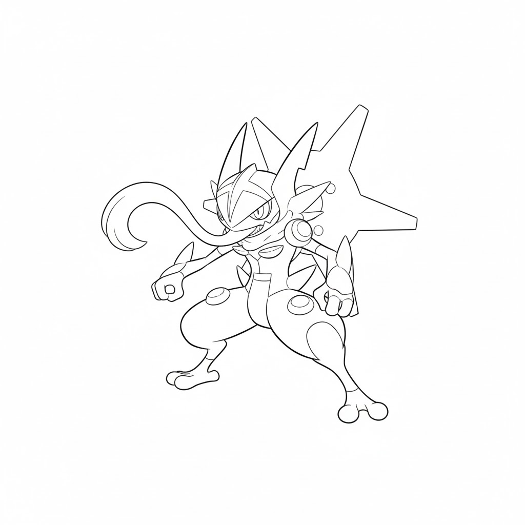 Tô màu mega greninja chiến đấu