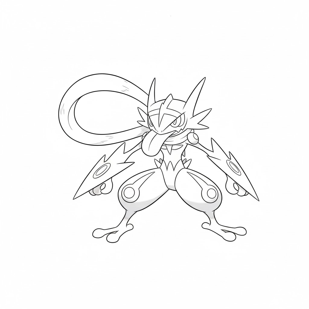 Tô màu mega greninja pokemon