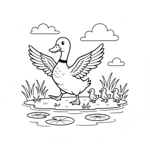 Tô màu vịt mẹ và vịt con