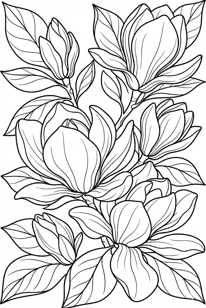 Tranh Tô Màu Bông Hoa Mộc Lan Đẹp