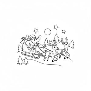 Tranh Tô màu tuần lộc kéo xe