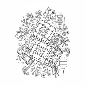 Tranh tô màu Bánh Chưng Bánh Tét