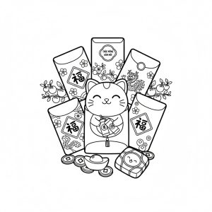 Tranh tô màu Bao Lì Xì Tết Cực Cute