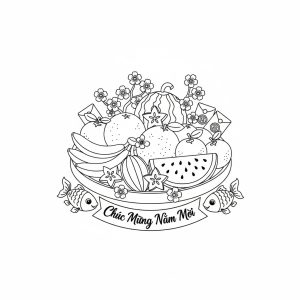 Tranh tô màu Mâm Ngũ Quả