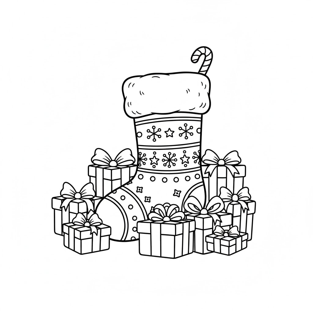 Tranh tô màu hộp quà bít tất Noel