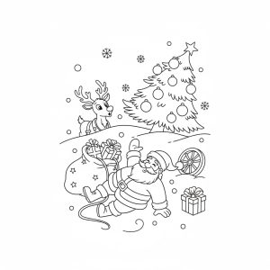 Tranh tô màu ông già noel bị té