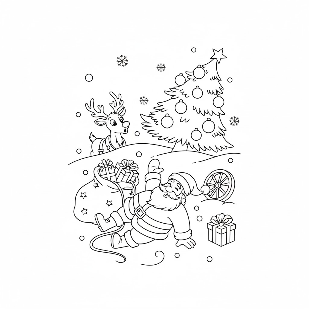 Tranh tô màu ông già noel bị té 1 Tranh tô màu ông già noel bị té