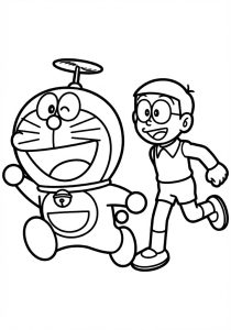 Tô màu doraemon và nobita đang chạy