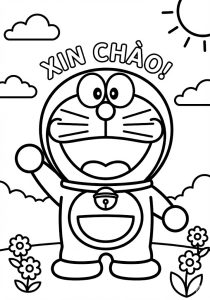 Tô màu doraemon xin chào