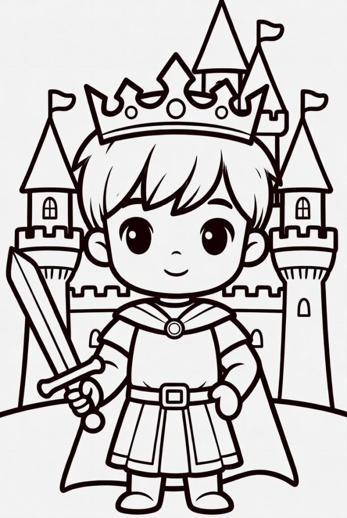 tranh tô màu hoàng tử cầm kiếm