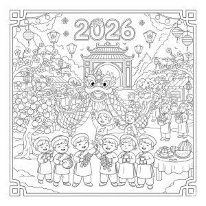 tranh tô màu ngày tết