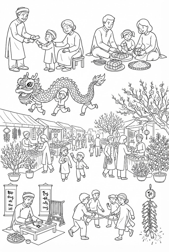 Hinh to mau Tet cho thieu nhi