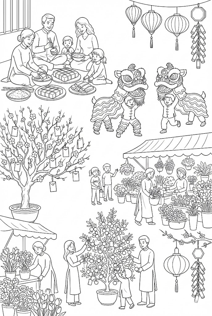 Hinh to mau Tet dep cho tre em 1