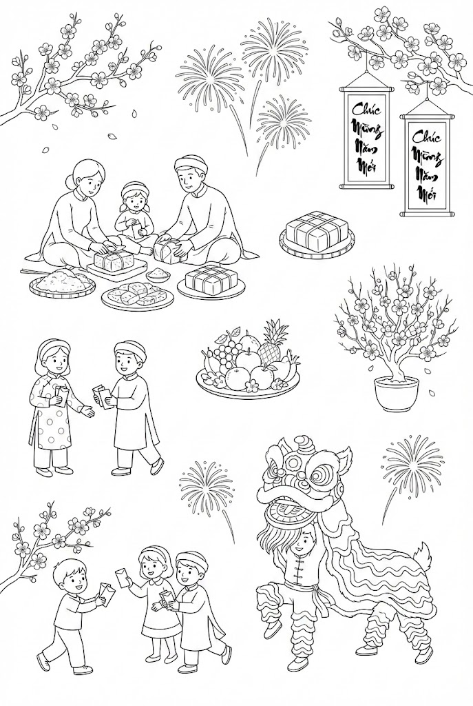 Hinh to mau Tet tieu hoc